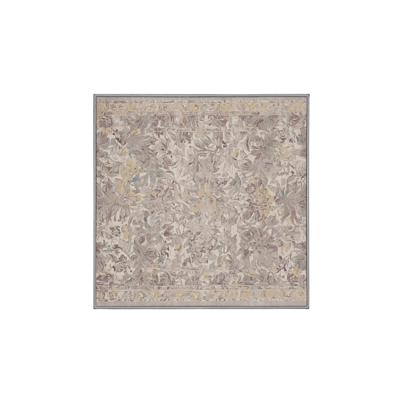 Tapis gris soyeux et moelleux, Carré 6 pi