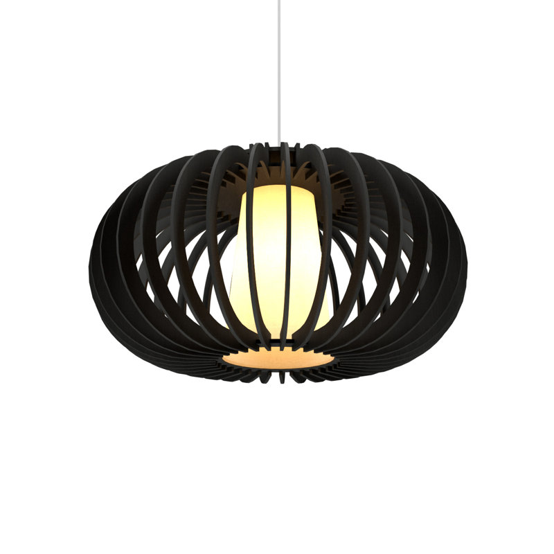Imbuia Wood Geometric LED Pendant Light
