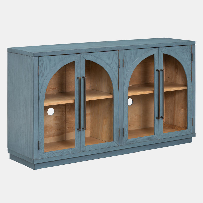 Storage Console Table With 4 Doors, Navy Blue