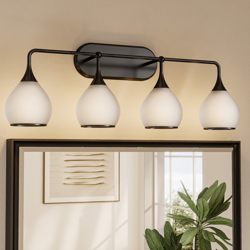Phares à miroir à intensité variable avec cadre en métal, Noir mat, 4 lumières