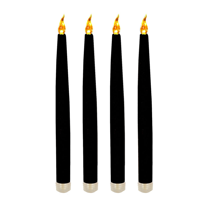 Battery Operated Taper Candles, Black - 4 Count