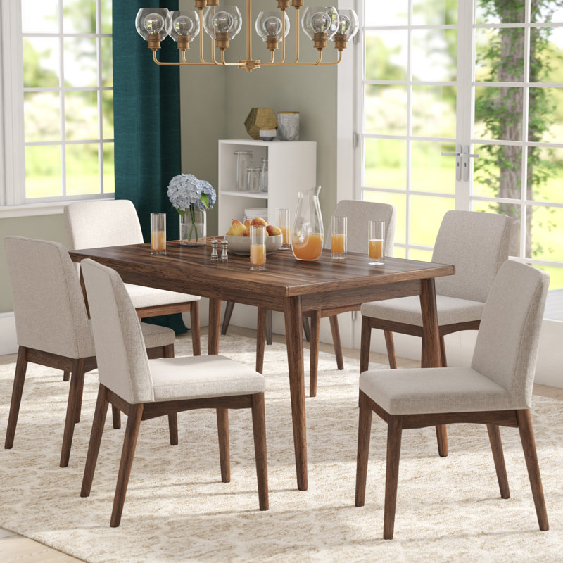 Azra Four Leg Dining Set, 7 Pieces: 1 Table, 6 Chairs