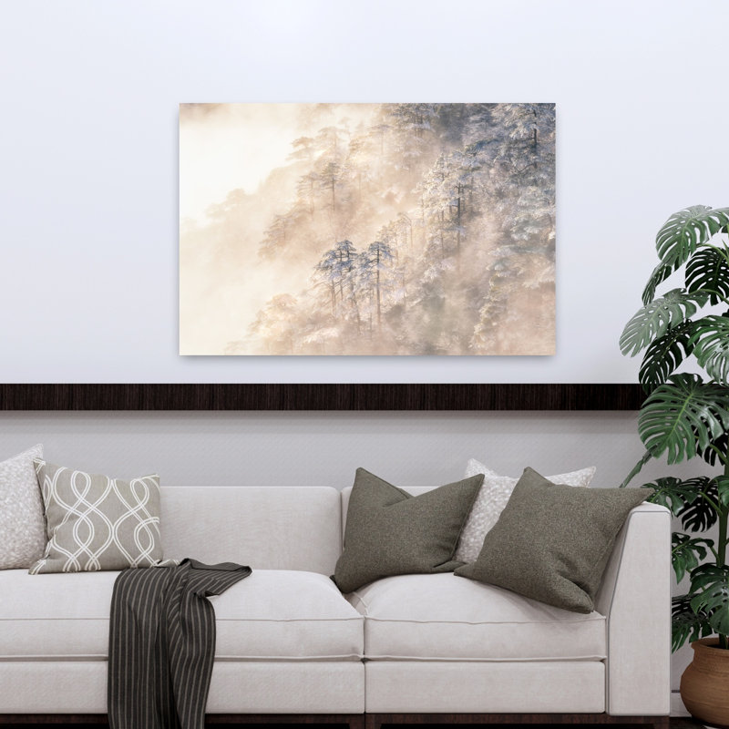 Cui - Pinus taiwanais dans les nuages, paysage abstrait contemporain, art mural, H 32 po x l 48 po
