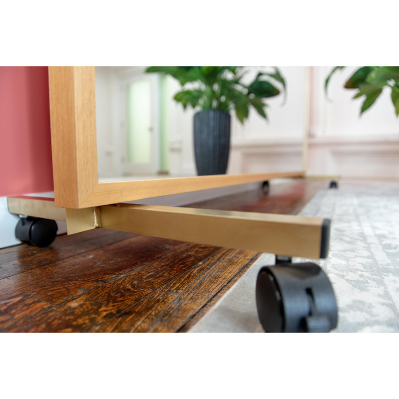 LiteMirror avec cadre en bois et supports roulants, 84 po x 72 po