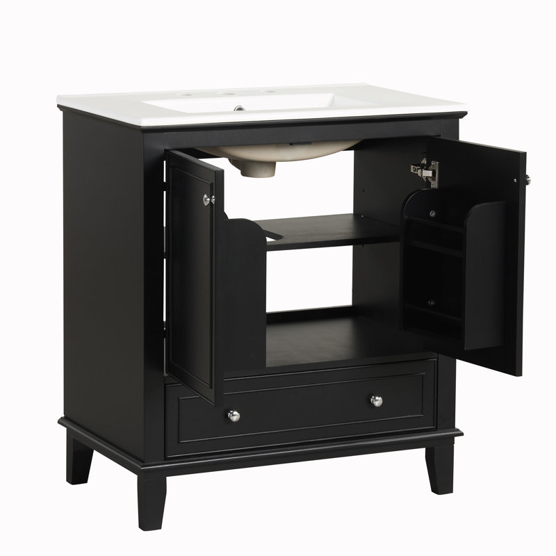 Meuble-lavabo simple 30 po avec plateau en céramique Sharat