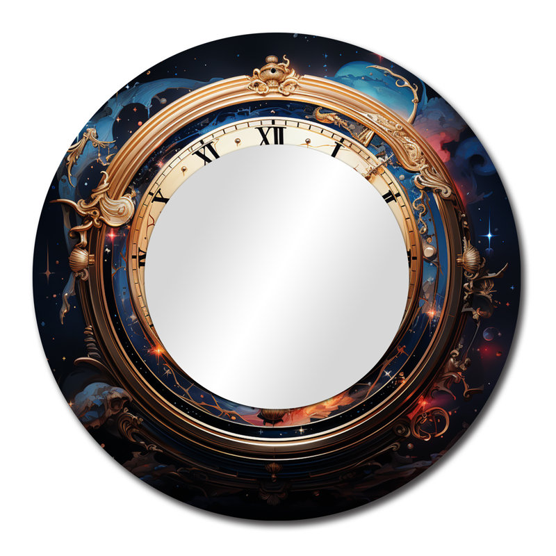 Horloge métaphysique, miroir mural unique, 29 po x 29 po