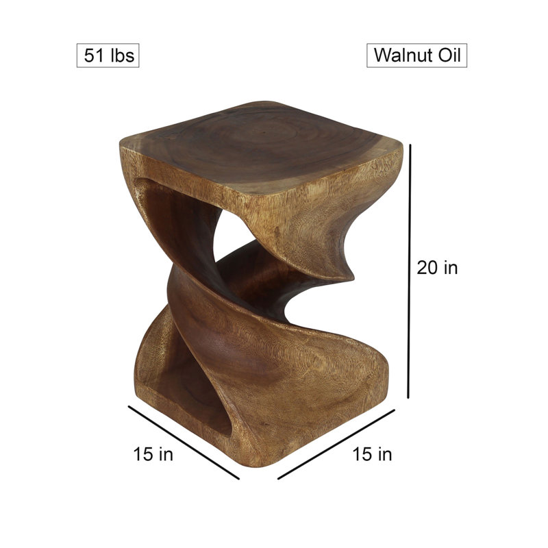 Ahliya Solid Wood Block End Table Set, Walnut, 20" H x 15" W x 15" D