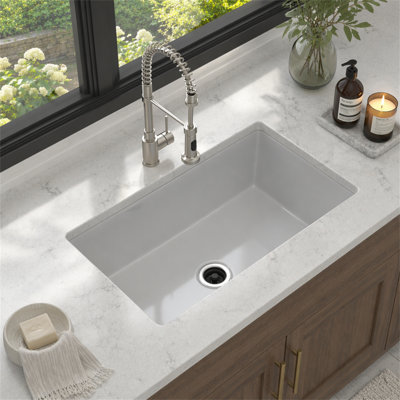 Évier de cuisine encastré à simple cuve 32 "x 19" x 10 "en argile réfractaire à double cuve en porcelaine blanche