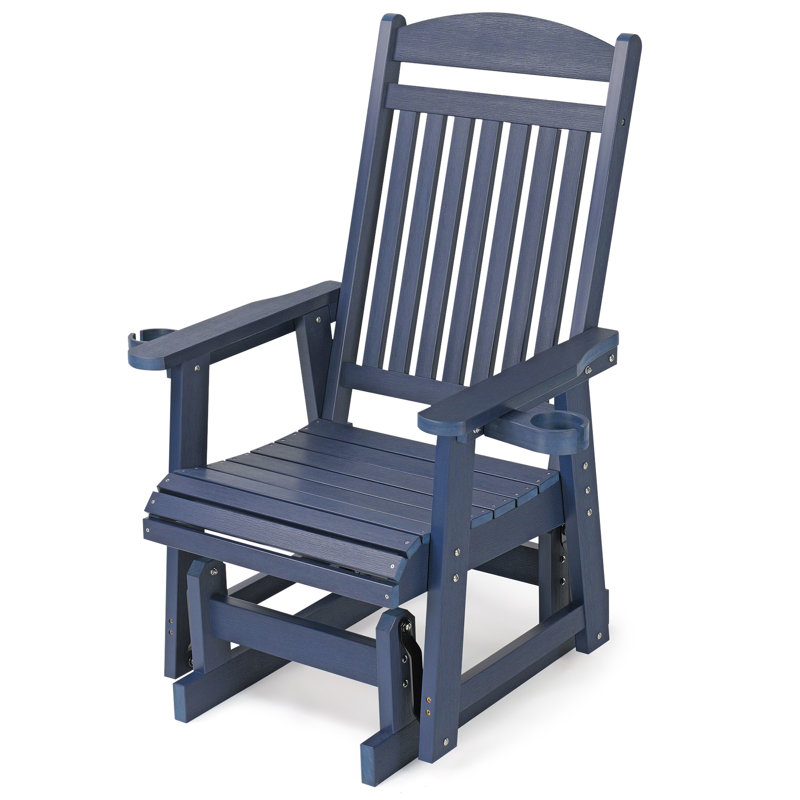 Poly Lumber Patio Glider with Removable Cup Holders, Navy
