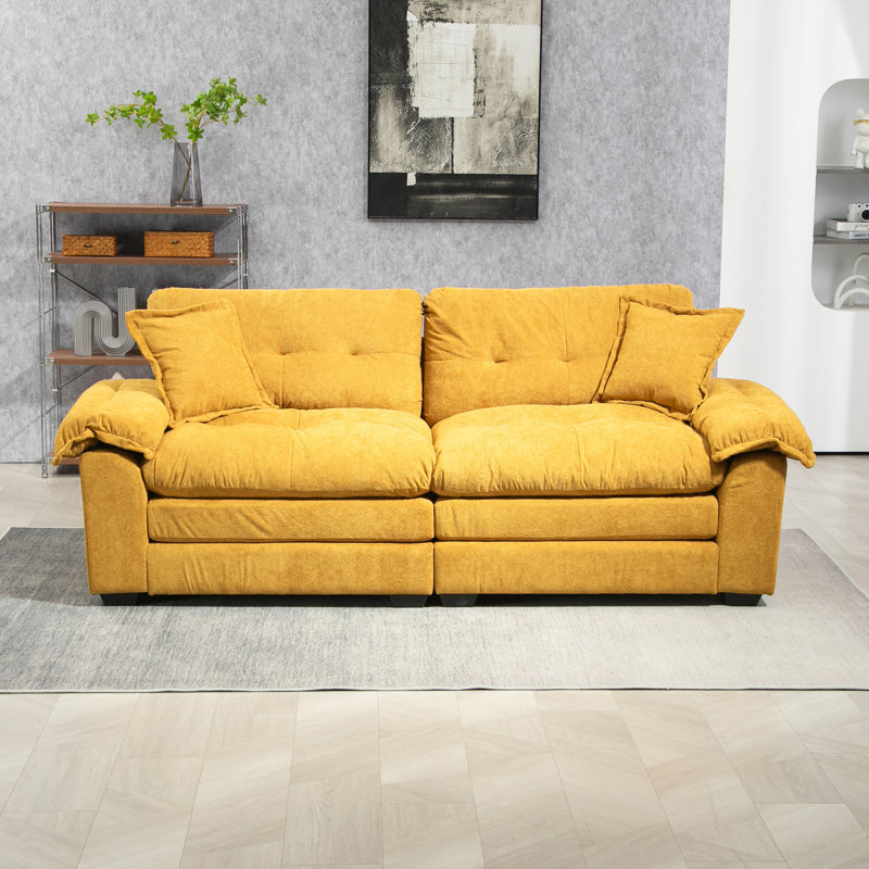 Canapé 84 po en chenille 84 po avec 2 coussins décoratifs et mousse mémoire