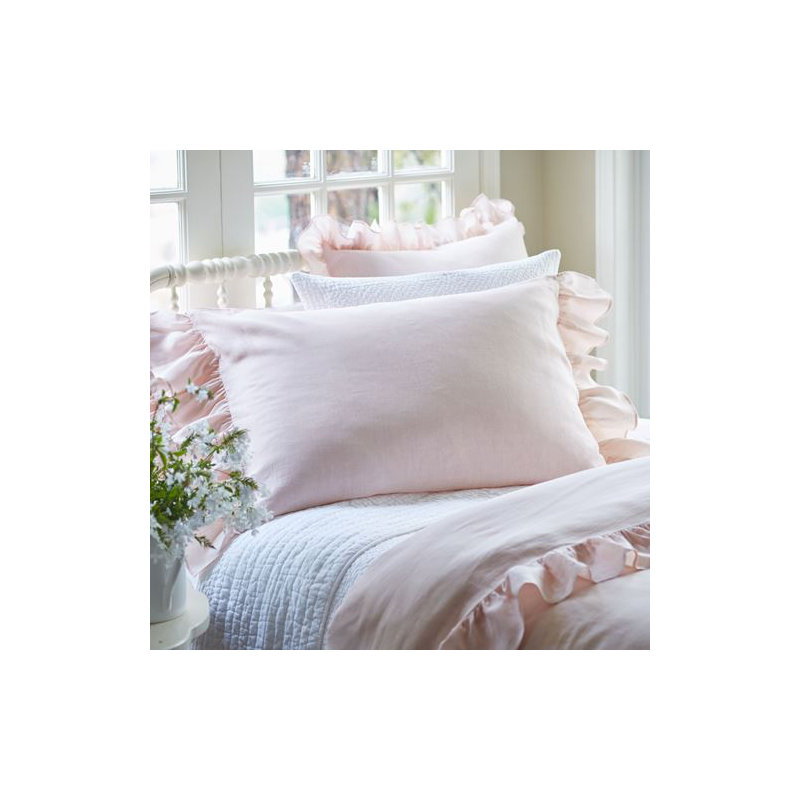 Verandah Pink Ruffled Cotton Sham