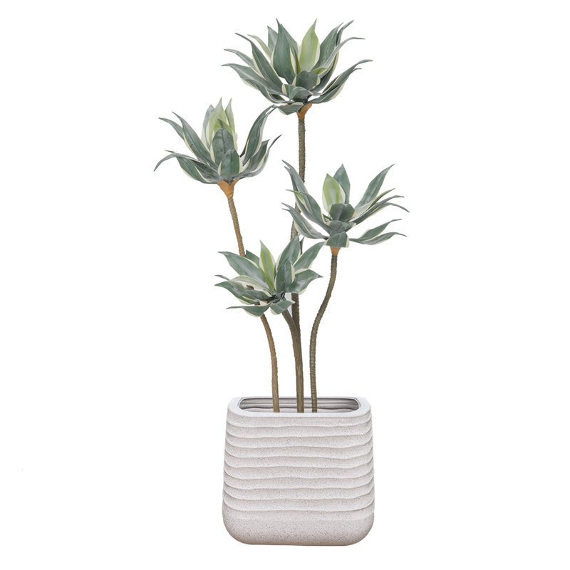 Agave artificiel en pot 56,57 po, Blanc