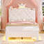 Lit plateforme tapissier en velours avec mobilier de chambre à coucher pour enfants Crown-1314945059-1314945058