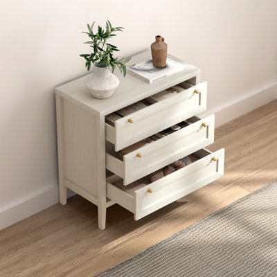 Commode 3 tiroirs avec poignées dorées, armoire de rangement moderne pour chambre à coucher, salon, vestibule