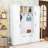 Wood Hall Tree with Side Cabinets, Adjustable Shelves, 5 Hooks and Bench-129945989