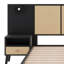 Solid Wood Bed Frame With Nightstands, Elegant Design With Lamps, Rattan And Wood Combination-1656325913