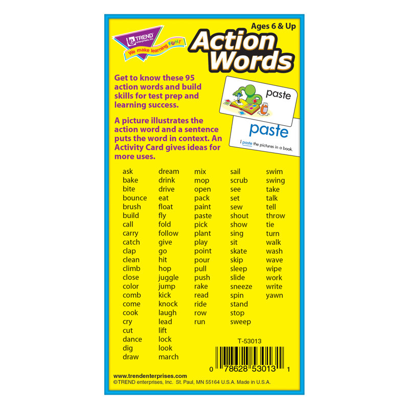 Cartes à mémoire flash action words