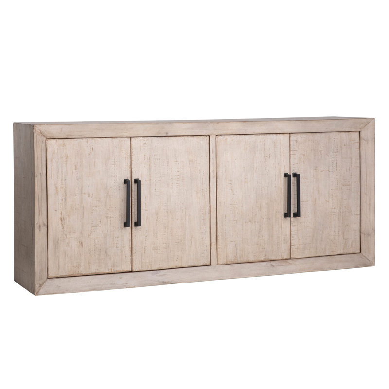 Sonya 84" Wide Reclaimed Pine Wood Sideboard, Light Warm Wash