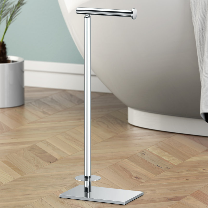 Freestanding Toilet Paper Holder with Storage, Chrome