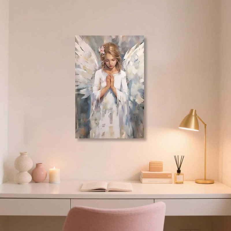 Angel Wall Art Angel And Wings Pictures Abstract Girl With Rose Flowers Canvas Print Elegant Woman Paintings.