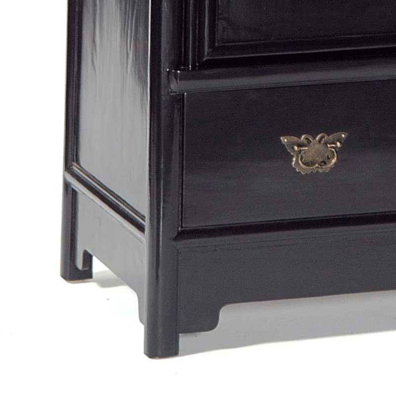 Hangzhou 2 Door Solid Wood Wardrobe, Black Lacquer