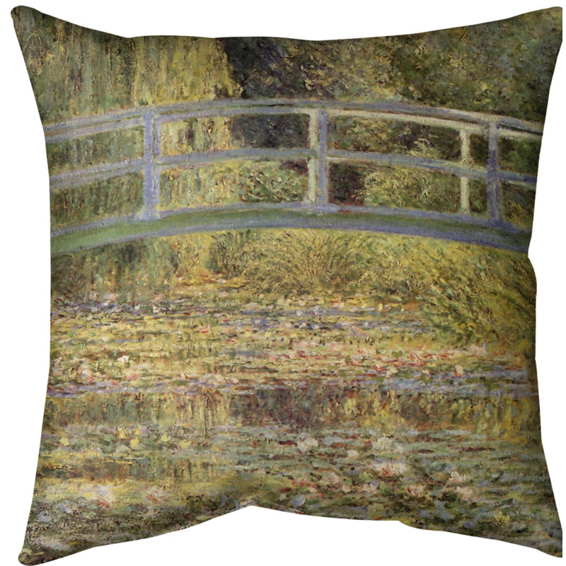Coussin décoratif claude monet the waterlily étang, 16 po x 1 po, Faux lin