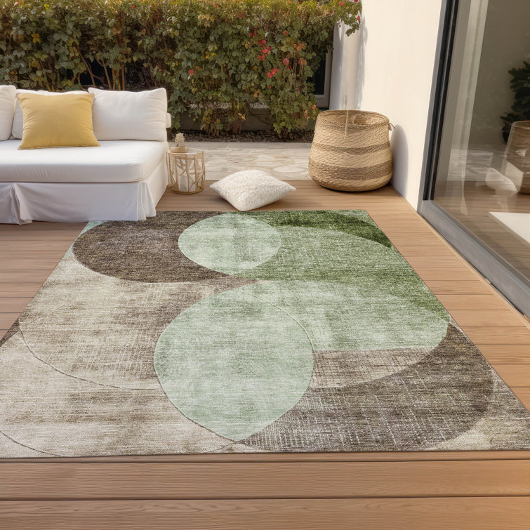 Machine Washable Indoor/Outdoor Cicel ACN1140 Aloe Rug