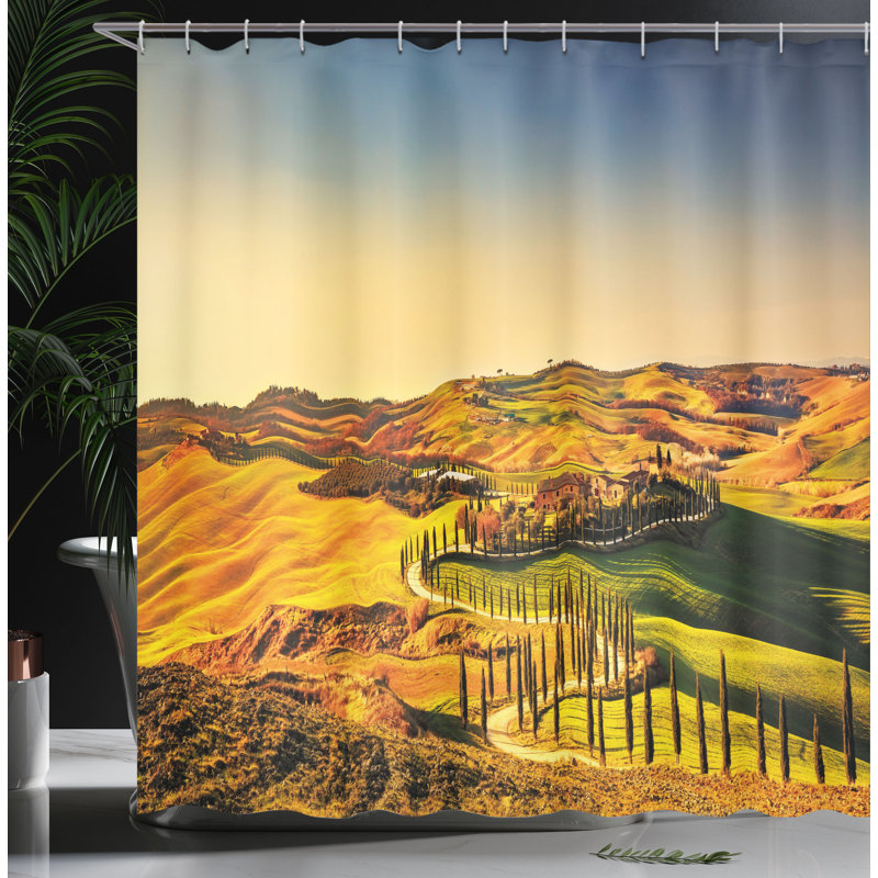 Shower Curtain with Hooks Included, 70"H x 69"W