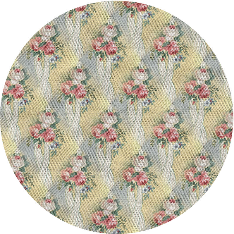 Tapis rouge à motif floral Lilly-Grace, Rond 6 pi