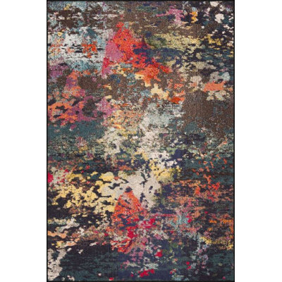 Multicolor Blurry Patterned Washable Decorative Rug