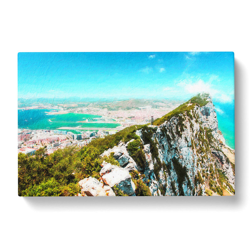Rock Of Gibraltar Skyline - Wrapped Canvas Painting, 35cm H x 50cm W x 3cm D
