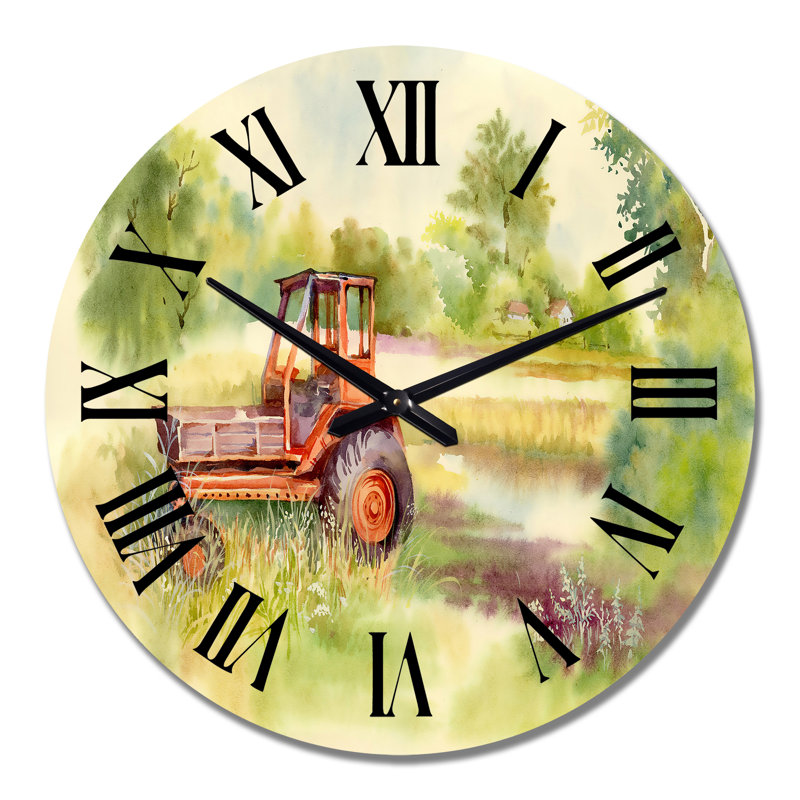 Tractor Machine In The Field - horloge murale Country, Moyen