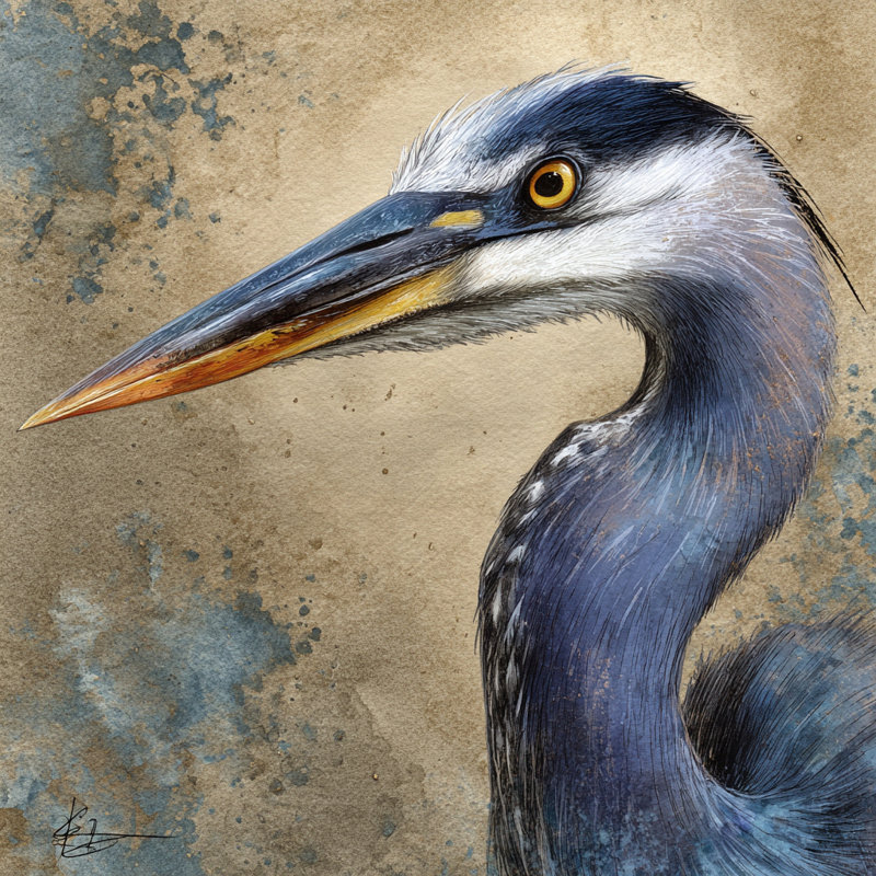 «Still Tide Heron», art mural sur toile tendue, L 20 po x H 20 po x P 1,5 po