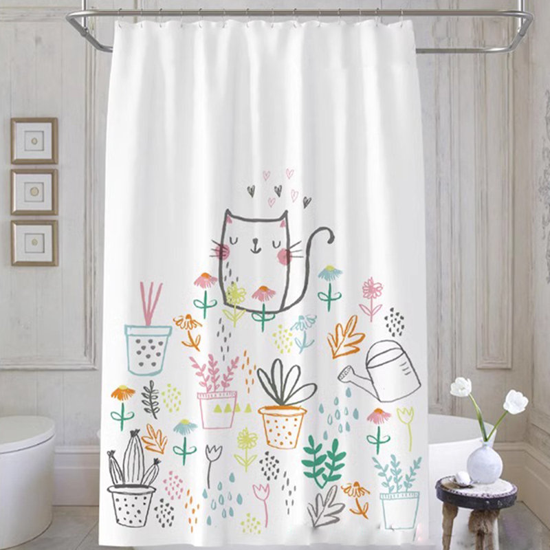 Rideau de douche en polyester avec crochets