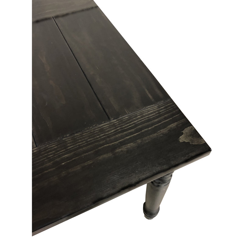 Table de salle à manger en pin bhagchandani, H 30 po x l 34 po x 36 po, Noir, Noir