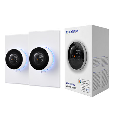 ELEGRP Wifi Smart Rotary Traic Dimmer With 1.8 Inch TFT Display Screen, 3 Way, Needs Neutral Wire, 2.4Ghz Wi-Fi, Compatible With Alexa And Google Home, No Hub Required, UL Listed