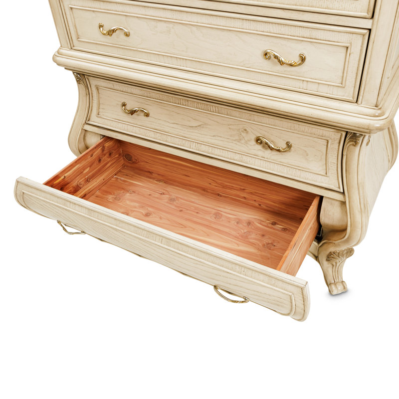 6 - Drawer Solid Wood Dresser, Champagne