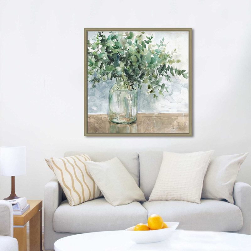 «Eucalyptus Bouquet (Square)» par Carol Robinson, reproduction, Cadre flottant champagne, H 21,5 po x l 21,5 po x P 2 po