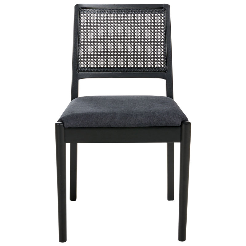 48cm H Fabric Upholstered Full Back Side Chair, Black, Black