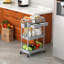 3 Tier Rolling Cart with Drawer & Lockable Wheels, Plastic Shelf Storage Organizer Cart-111378621-129000603