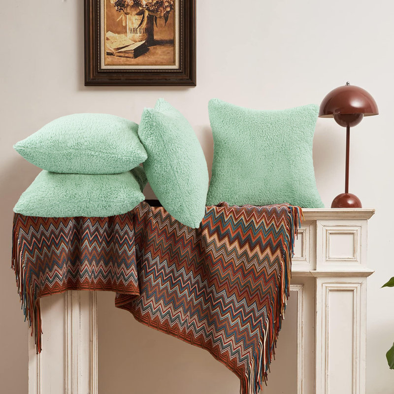 Indoor / Outdoor Square Throw Pillow Cover, Bleached Aqua