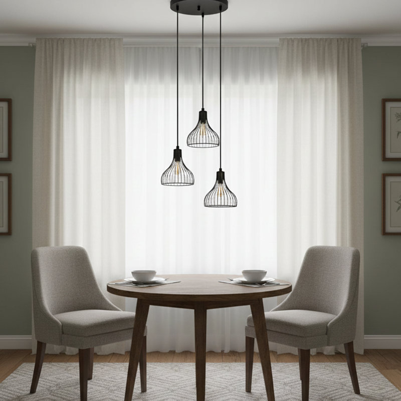 Luminaire suspendu réglable en grappe à 3 lumières Karsyn, Noir