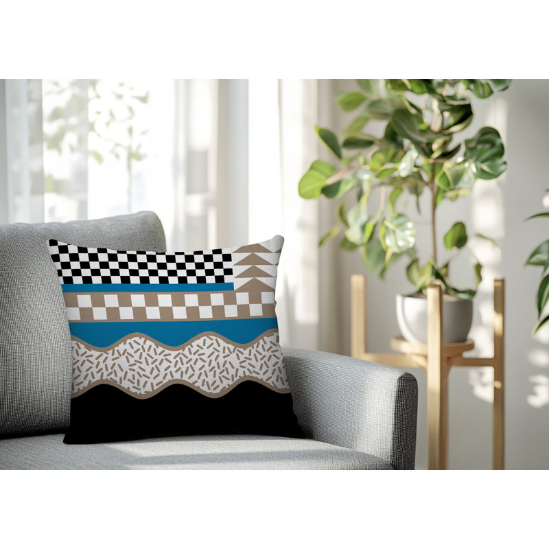 Coussin carré intérieur / extérieur Trix Abstract, Carré 20 po, Turquoise