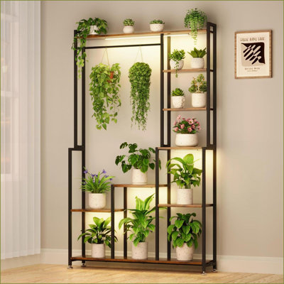 Plant Stand 71 Inch 8 Tier Heavy-Duty Metal with Grow Light | Modern | MDF+Metal