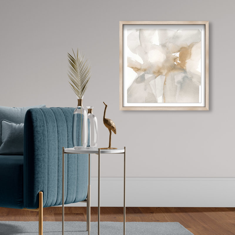 Neutral Flow II Shadowbox Abstract Print by Oliver Gal, Black Frame, 12 x 12, 21.5"H x 21.5"W, Natural Oak Frame