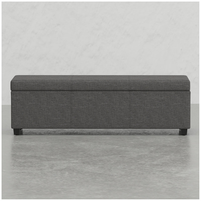 Très grand banc de rangement avec repose-pieds Lincoln, Gris
