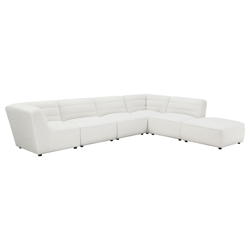 Benedic 6-piece Upholstered Modular Sectional Sofa Natural, Ivory Sherpa