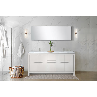 Lafarre 72'' Double Bathroom Vanity with Quartz Top -  Lexora, LVLF72DW200