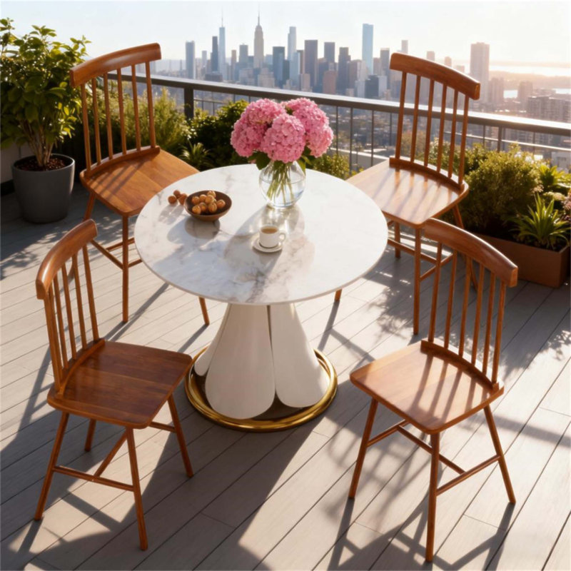 Ensemble de 4 chaises de cuisine confortables, chaises de salle à manger avec structure en bois d'hévéa et dossier à broche pour un confort d'assise amélioré et un style campagnard (seulement chaise)