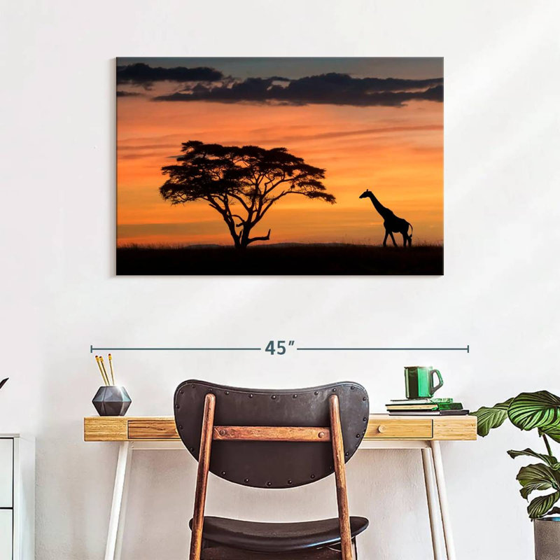 Alvord Masai Mara Giraffe At Sunset, 26" H x 39" W